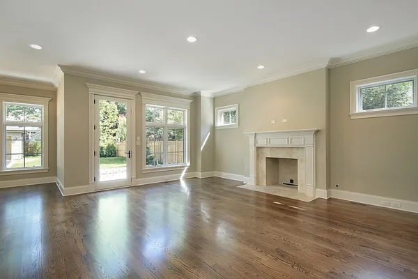 Family room in new construction home — Stock Photo, Image