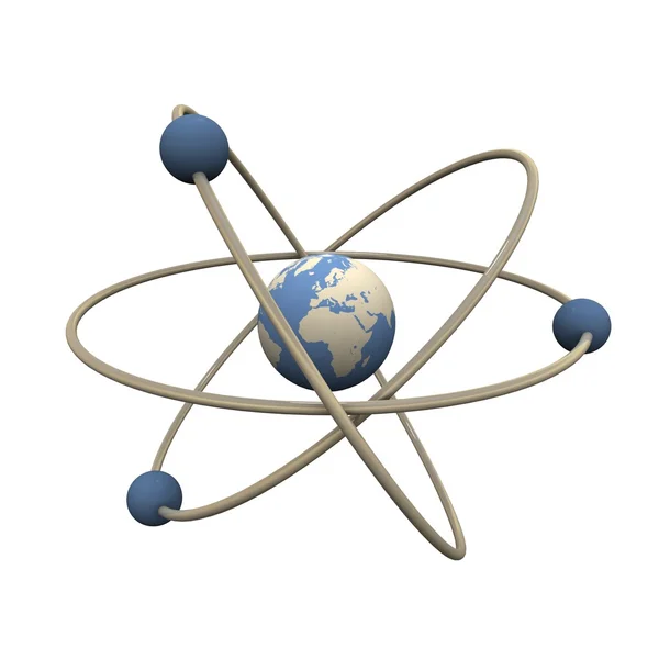 Dünya atom modeli olarak — Stok fotoğraf