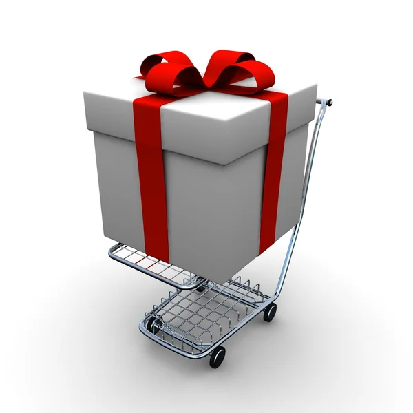 stock image Gift on cart