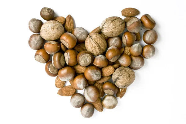 Heart from nuts — Stock Photo, Image