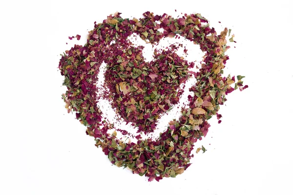 Heart from dried petals — Stock Photo, Image
