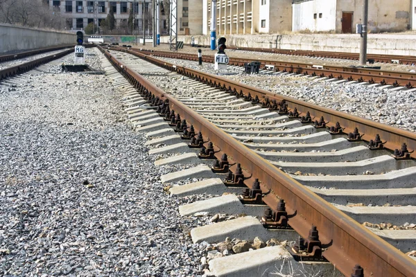 Tracks op station — Stockfoto