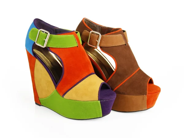 Két színes platform cipő — Stock Fotó