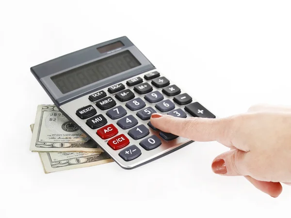 Rachunkowości z kalkulatora i pieniądze — Zdjęcie stockowe