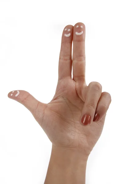 Malovaný prsty smajlík — Stock fotografie