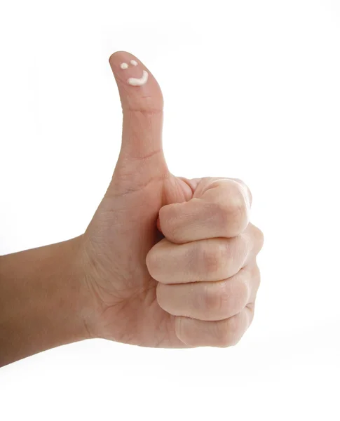 Жест показа рук ОК с улыбающимся пальцем — стоковое фото