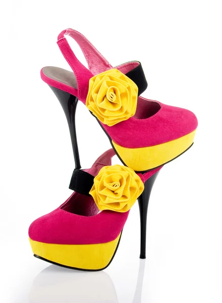Barevné boty s květinami — Stock fotografie