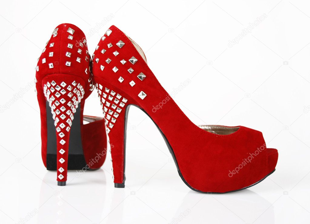 Studded red shoes