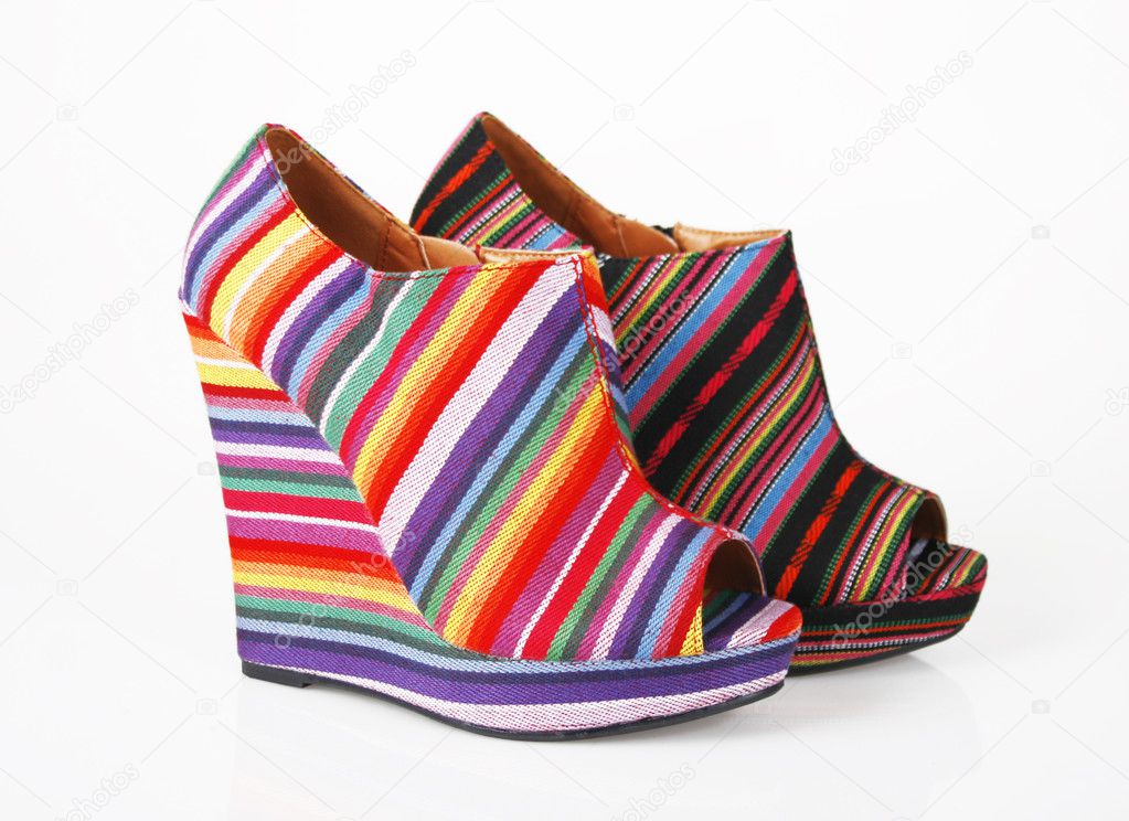 Multicolored wedges shoes