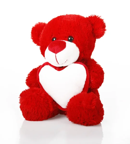 stock image Red teddy bear with heart