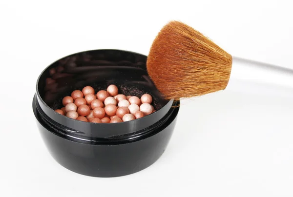 Brush for makeup with powder balls — Stock Photo, Image