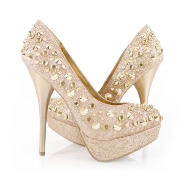 Glitter spiked golden heels clipart