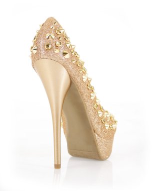 Glitter spiked gold heel clipart