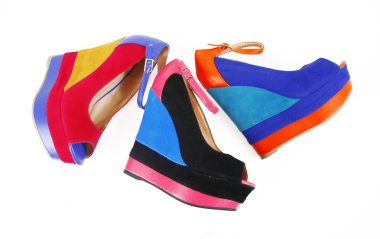 Colored wedge shoes clipart