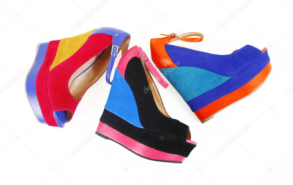 Colored wedge shoes