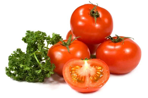 Tomates com salsa — Fotografia de Stock