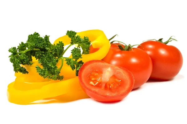 Rajčaty, paprikou a petrželkou — Stock fotografie