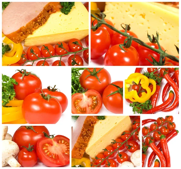 Verzameling van beelden van voedsel — Stockfoto