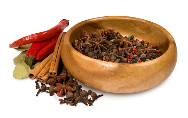 Assorted spices on a white background — Stock Photo, Image