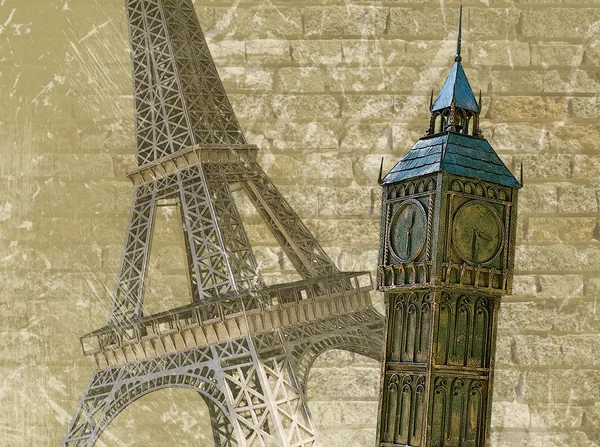 Eiffel Tower and Big Ben — Stock Photo, Image