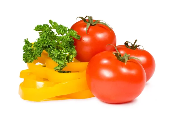 Tomatoes, peppers and parsley — Stock Photo, Image