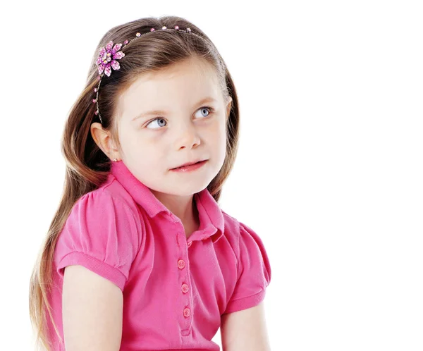 Sevimli küçük kız portre üzerinde beyaz izole — Stok fotoğraf