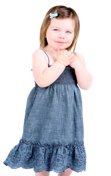 Чарівна маленька дівчинка ізольована на білому — стокове фото