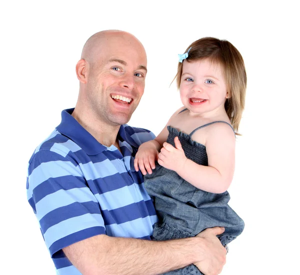 Красивий батько з гарненькою дочкою ділиться посмішкою — стокове фото