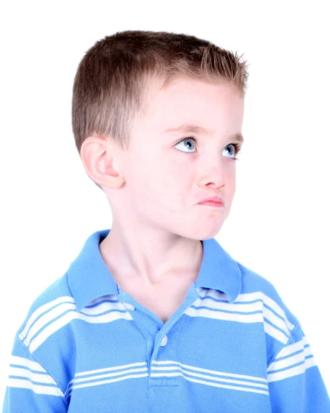 Хлопчик з кийком на обличчі — стокове фото