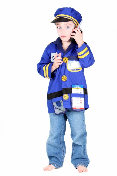 Preschool jongen in politie kostuum — Stockfoto