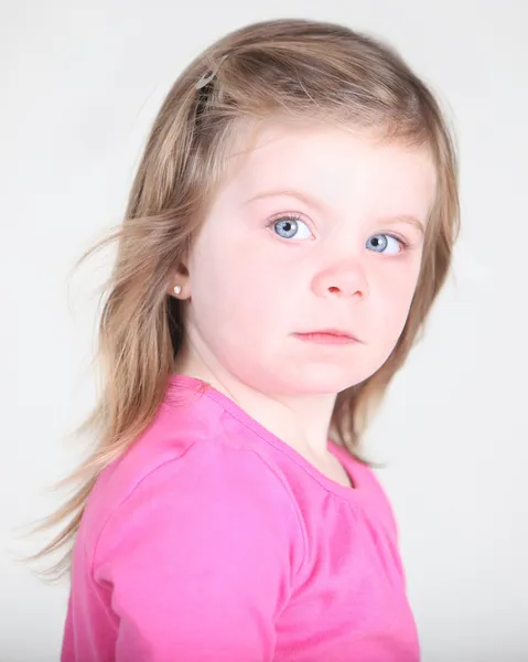 stock image Pretty toddler girl portrait on white