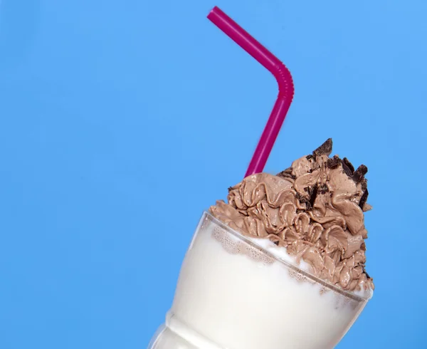 Vanille milkshake met chocolade crème — Stockfoto