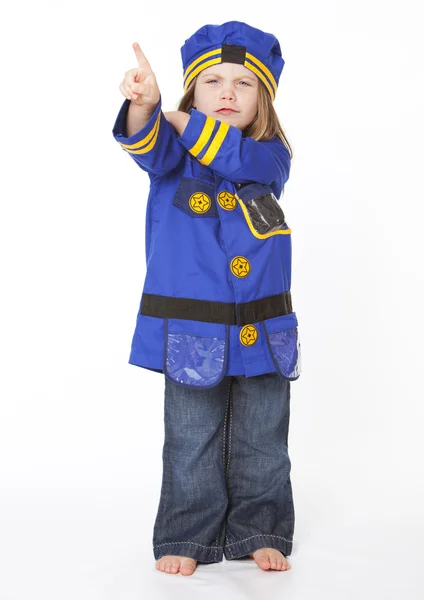 Young girl in police costume — Stock Photo, Image
