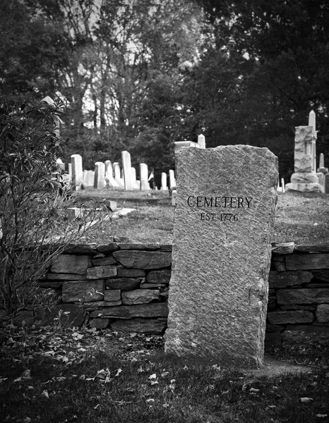 Old cemetery in fall in black and white — Stock Photo, Image