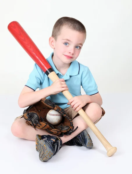 Preschool boy holding bat — Stock Photo, Image