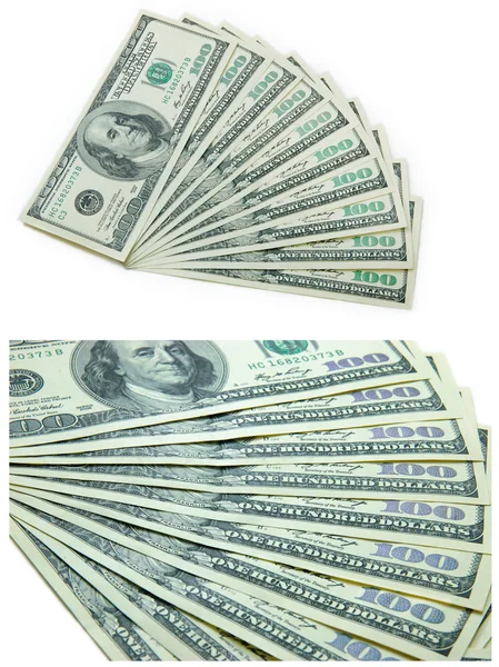 Ten 100 dollars banknotes — Stock Photo, Image