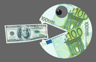 Euro eats dollar clipart