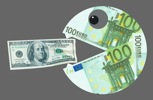 Ευρώ Δολάριο τρώει Royalty Free Φωτογραφίες Αρχείου
