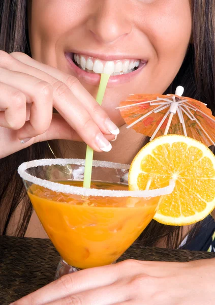 Cocktail and straw — Stock Photo, Image