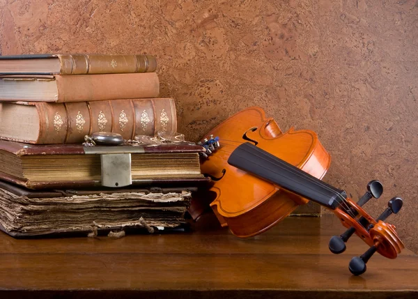 Livros e violino — Fotografia de Stock