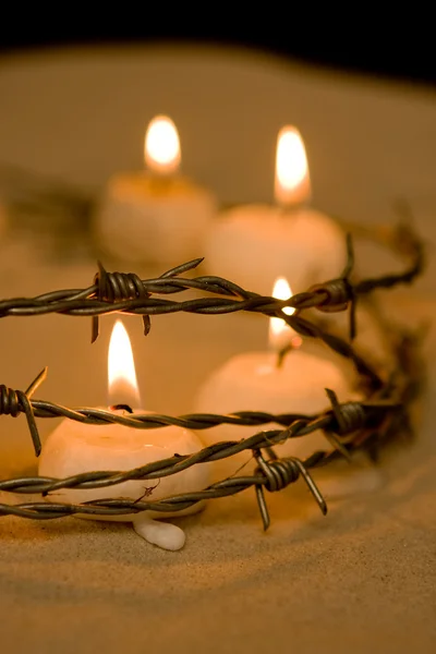 Fence and candles — Stock Photo, Image