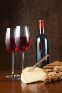 Wine and cheese table clipart