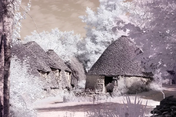 stock image Stone huts in infrared