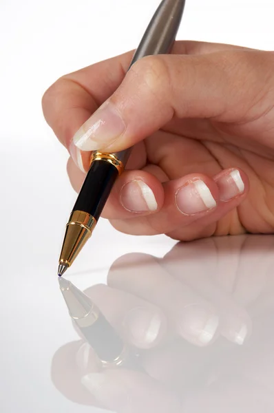 Mão e caneta — Fotografia de Stock