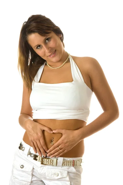 Showing her belly — Stock Photo, Image