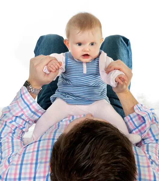 Bebê brincando com papai — Fotografia de Stock