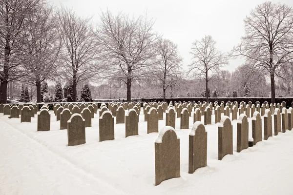 Cemitério militar na neve — Fotografia de Stock