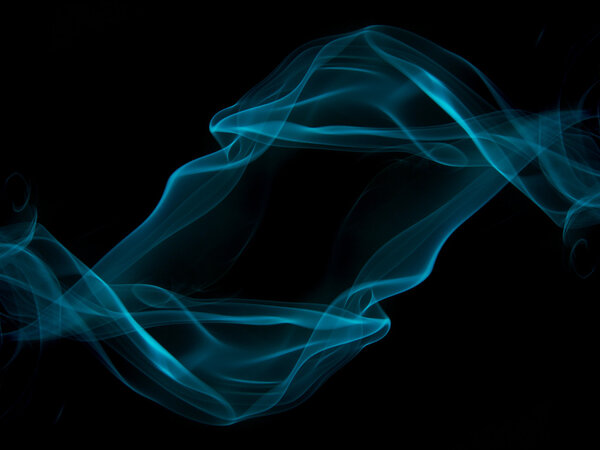 Mirrored wisps of blue smoke in motion, this is real smoke, not computer rendered.