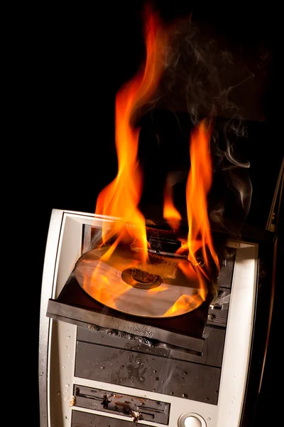 Vypalování počítače — Stock fotografie