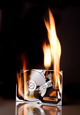 Hard disk on fire clipart